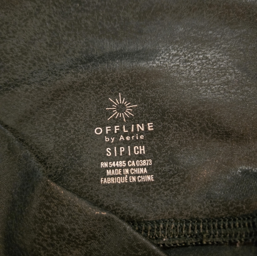 Aerie Offline Dark Green Faux Leather Ankle Small Leggings - Picture 4 of 7